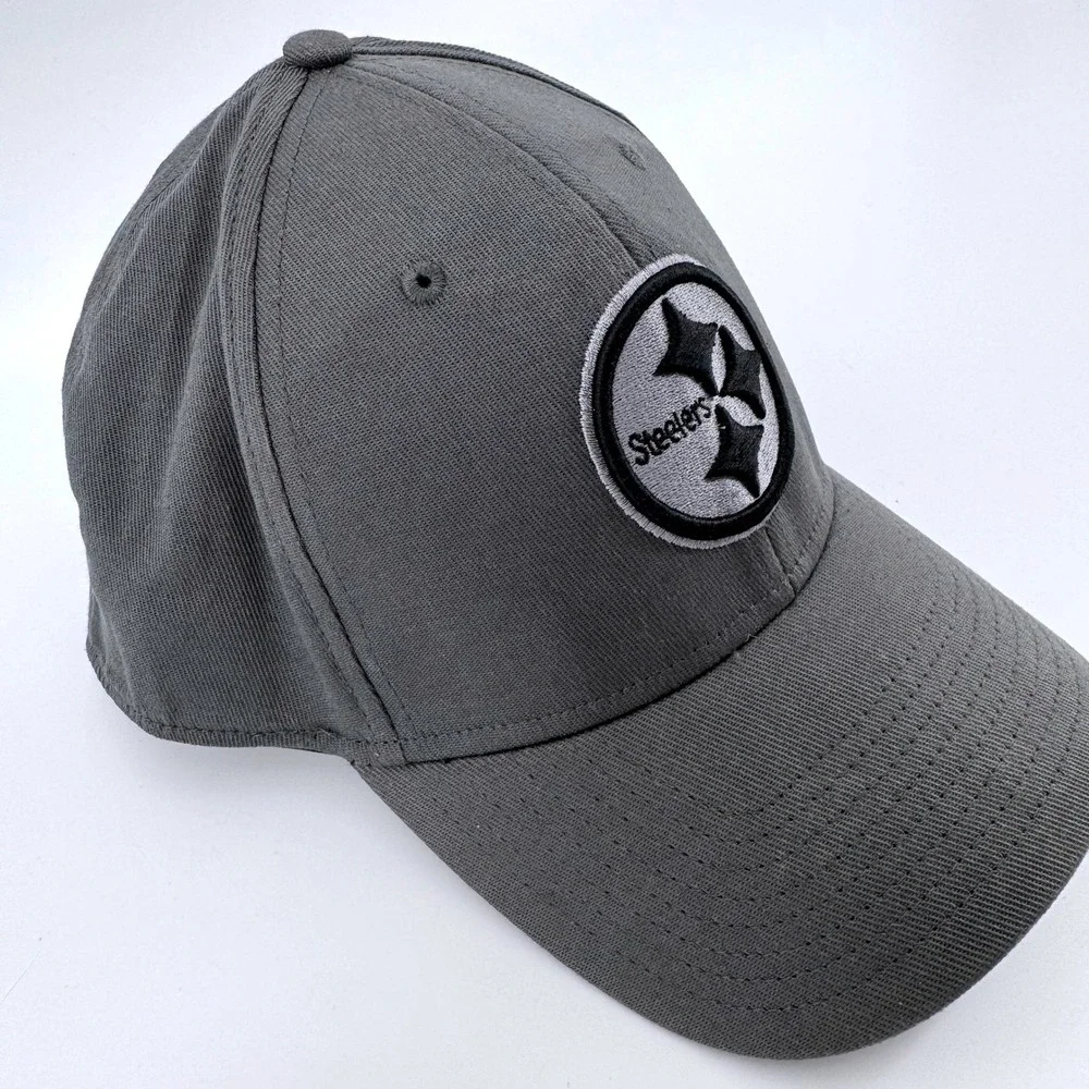 Pittsburgh Steelers OTS Hat Mens M-L Gray Grey NFL Stretch Fit Baseball Cap